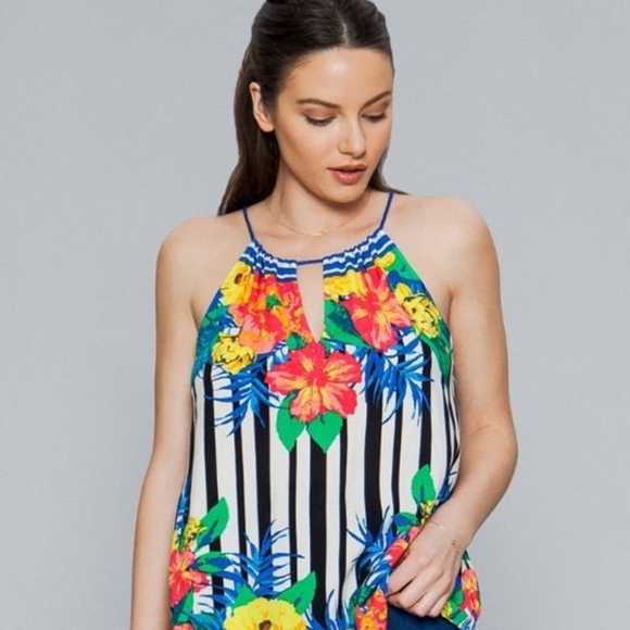 Flying Tomato Tops - Halter Tropical Woven Top